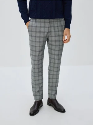 Reserved - Spodnie chino slim w kratę - szary