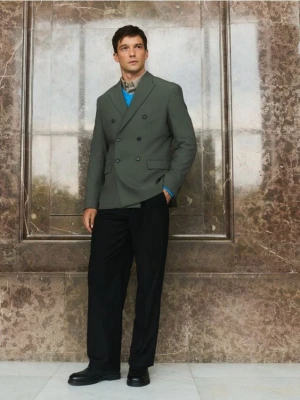 Reserved - Spodnie chino wide leg - czarny