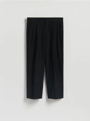 Reserved - Spodnie chino wide leg - czarny