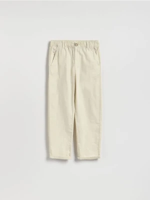 Reserved - Spodnie chino z lnem - złamana biel