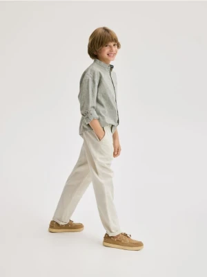 Reserved - Spodnie chino z lnem - złamana biel