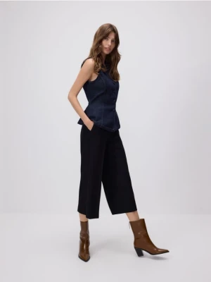 Reserved - Spodnie culotte z kantem - czarny