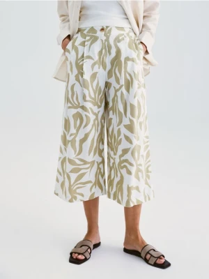 Reserved - Spodnie culotte z lnem - wielobarwny