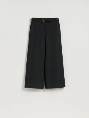 Reserved - Spodnie culotte z paskiem - czarny