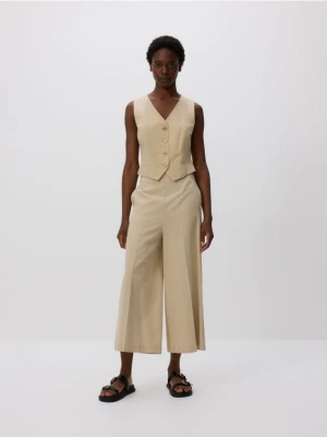 Reserved - Spodnie culotte z wiskozą - beżowy
