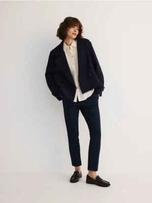 Reserved - Spodnie cygaretki w kant - granatowy