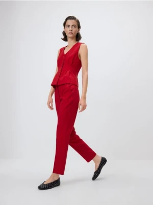 Reserved - Spodnie cygaretki z wiskozą - czerwony