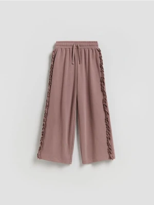 Reserved - Spodnie dresowe wide leg - brązowy