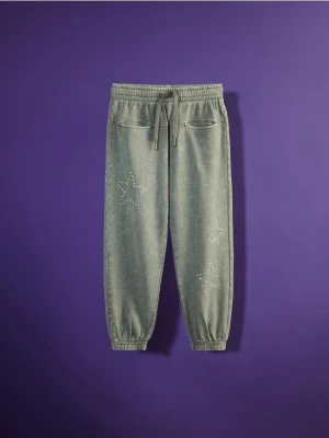 Reserved - Spodnie dresowe z aplikacją - ciemnoszary