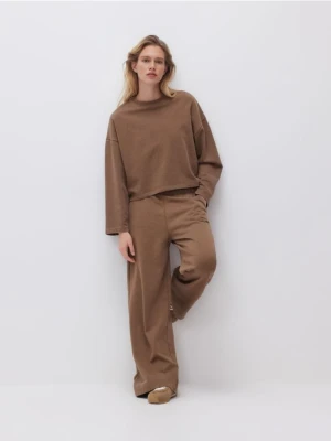 Reserved - Spodnie dresowe z bawełną - brązowy
