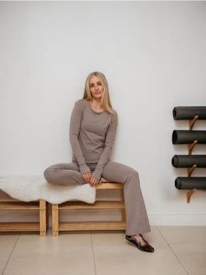 Reserved - Spodnie dresowe z bawełną - brązowy