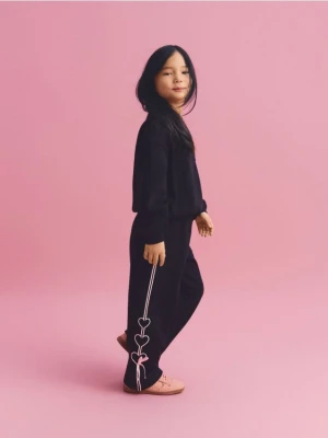 Reserved - Spodnie dresowe z kokardkami - czarny