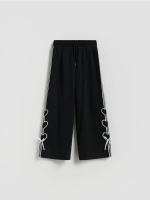 Reserved - Spodnie dresowe z kokardkami - czarny