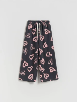 Reserved - Spodnie dresowe z nadrukiem - ciemnoszary