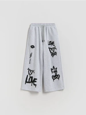 Reserved - Spodnie dresowe z nadrukiem - jasnoszary
