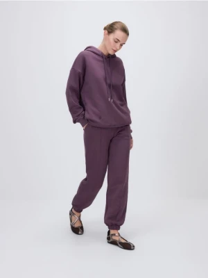 Reserved - Spodnie dresowe z przeszyciami - ciemnofioletowy