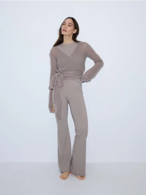 Reserved - Spodnie flare - beżowy