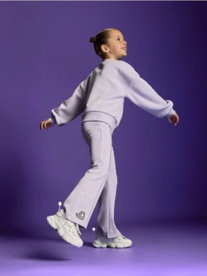 Reserved - Spodnie flare Pusheen - lawendowy