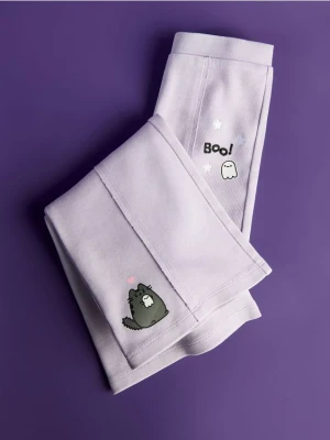 Reserved - Spodnie flare Pusheen - lawendowy