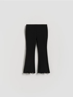 Reserved - Spodnie flare z falbanami - czarny