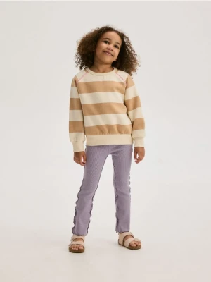 Reserved - Spodnie flare z falbanami - lawendowy