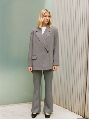 Reserved - Spodnie flare z kantem - ciemnoszary