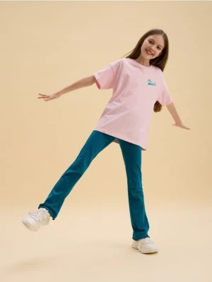 Reserved - Spodnie flare z nadrukiem - morski