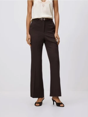 Reserved - Spodnie flare z paskiem - brązowy