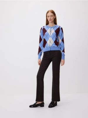 Reserved - Spodnie flare z paskiem - ciemnobrązowy