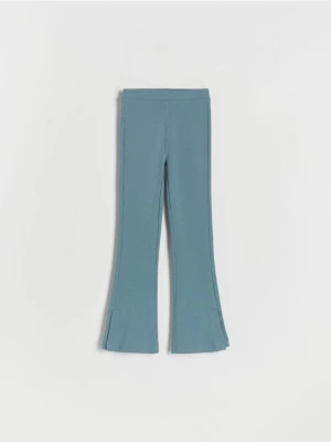 Reserved - Spodnie flare z rozcięciami - jasnoturkusowy