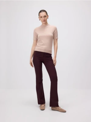 Reserved - Spodnie flare z wiskozą - burgundowy