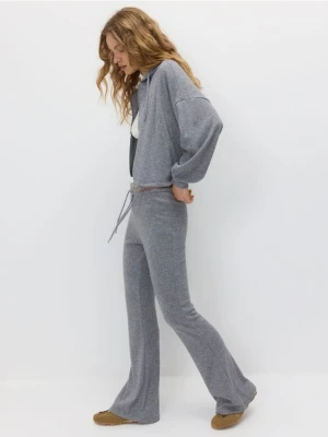 Reserved - Spodnie flare z wiskozą - ciemnoszary