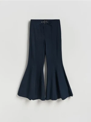 Reserved - Spodnie flare z wiskozą - granatowy