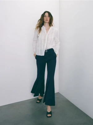 Reserved - Spodnie flare z wiskozą - granatowy