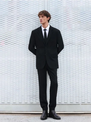 Reserved - Spodnie garniturowe slim fit - czarny
