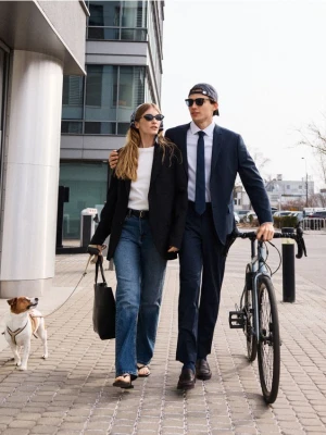 Reserved - Spodnie garniturowe slim fit - granatowy