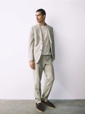 Reserved - Spodnie garniturowe slim fit - oliwkowy