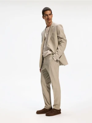 Reserved - Spodnie garniturowe slim fit - oliwkowy