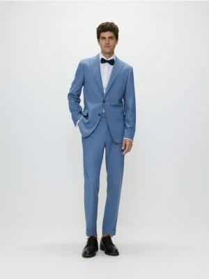 Reserved - Spodnie garniturowe z domieszką wełny - jasnoniebieski