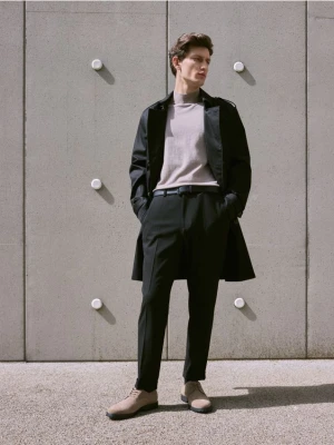 Reserved - Spodnie garniturowe z kantem - czarny