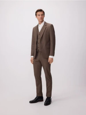 Reserved - Spodnie garniturowe z wełną - brązowy
