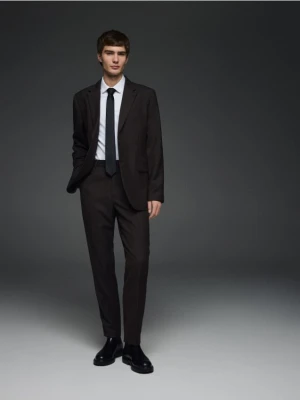 Reserved - Spodnie garniturowe z wełną - brązowy