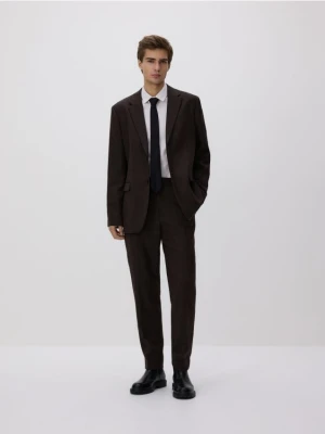 Reserved - Spodnie garniturowe z wełną - brązowy