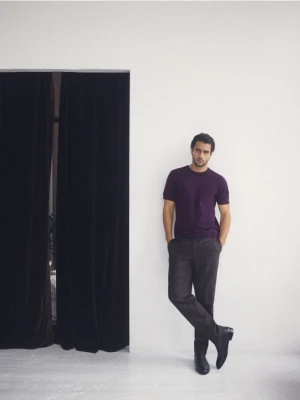 Reserved - Spodnie garniturowe z wełną - brązowy