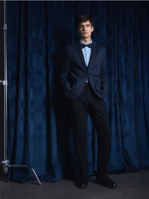 Reserved - Spodnie garniturowe z wiskozą - granatowy