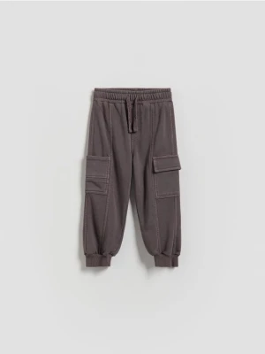 Reserved - Spodnie jogger cargo - ciemnofioletowy