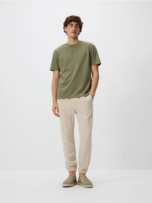 Reserved - Spodnie jogger z lnem - beżowy