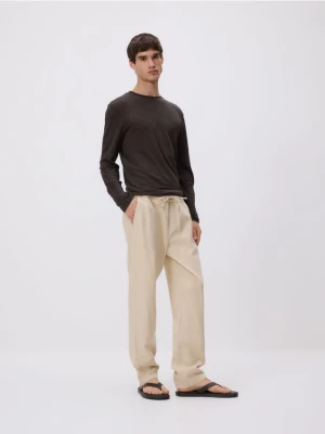 Reserved - Spodnie jogger z lnem - beżowy