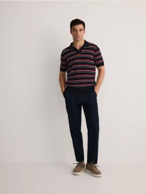 Reserved - Spodnie jogger z lnem - granatowy