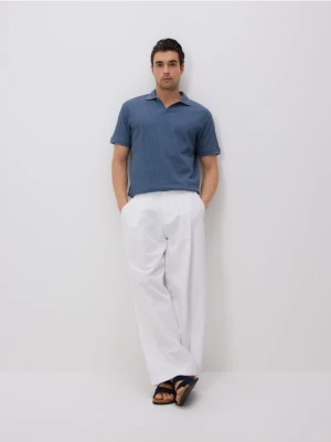 Reserved - Spodnie loose z domieszką lnu - biały